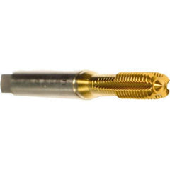 Emuge - M4x0.50 Metric Fine 6HX Modified Bottoming Thread Forming Tap - Cobalt, TiN Finish, 63mm OAL, 10mm Thread Length, Right Hand Thread, Series Druck - Best Tool & Supply