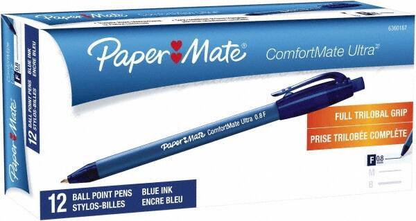 Paper Mate - 0.8mm Ball Point Retractable Pen - Blue - Best Tool & Supply