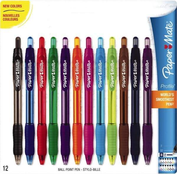 Paper Mate - 1.4mm Ball Point Retractable Pen - Assorted Colors - Best Tool & Supply