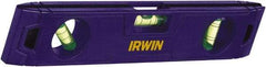 Irwin - Magnetic 9" Long 3 Vial Torpedo Level - ABS Plastic, Blue, 1 45°, 1 Level & 1 Plumb Vials - Best Tool & Supply