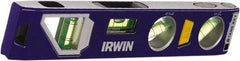 Irwin - Magnetic 9" Long 4 Vial Torpedo Level - Aluminum/Die Cast, Blue, 1 22.5°, 1 45°, 1 Level & 1 Plumb Vials - Best Tool & Supply