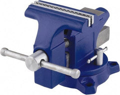 Irwin - 4-1/2" Jaw Width, 3" Opening Capacity, 2-3/8" Throat Depth, Steel Swivel Bench Vise - Bolt Down Base Attachment, Anvil - Best Tool & Supply