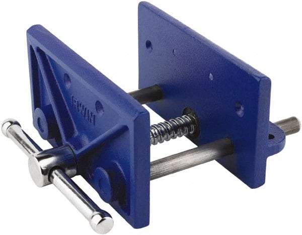 Irwin - 6-1/2" Jaw Width, 4-1/2" Jaw Opening, 2" Throat Depth, Woodworking Vise - Standard Spindle - Best Tool & Supply