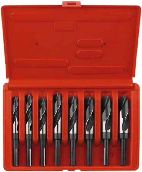 Irwin - 9/16 to 1", 118° Point, Bright Finish, High Speed Steel Reduced Shank Drill Bit Set - Best Tool & Supply