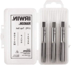 Irwin Hanson - M10x1.00 Metric, 4 Flute, Bottoming, Plug & Taper, Bright Finish, Carbon Steel Tap Set - Right Hand Cut, 2B Class of Fit, Series Hanson - Best Tool & Supply