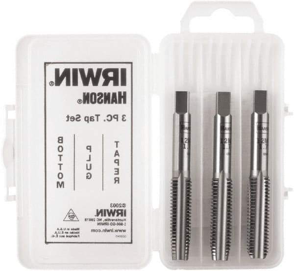 Irwin Hanson - 3/8-16, 4 Flute, Bottoming, Plug & Taper, Bright Finish, Carbon Steel Tap Set - Right Hand Cut, 2B Class of Fit, Series Hanson - Exact Industrial Supply