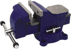 Irwin - 4" Jaw Width, 3" Opening Capacity, 2-13/64" Throat Depth, Steel Swivel Bench Vise - Bolt Down Base Attachment, Anvil - Best Tool & Supply