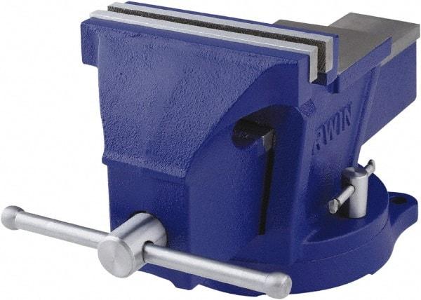 Irwin - 6" Jaw Width, 4-57/64" Opening Capacity, 3" Throat Depth, Steel Swivel Bench Vise - Bolt Down Base Attachment, Anvil - Best Tool & Supply