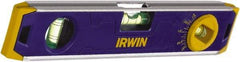 Irwin - Magnetic 9" Long 3 Vial Torpedo Level - Aluminum, Blue, 1 Level, 1 Plumb & 1 Vari-Pitch Vials - Best Tool & Supply