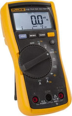 Fluke - 115, CAT III, 600 VAC/VDC, Digital True RMS Auto Ranging Manual Ranging Multimeter - 40 mOhm, Measures Voltage, Capacitance, Current, Frequency, Resistance - Best Tool & Supply