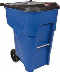 Rubbermaid - 95 Gal Blue Rectangle Trash Can - Polyethylene, 45.6" High x 35.4" Long x 27.3" Wide - Best Tool & Supply