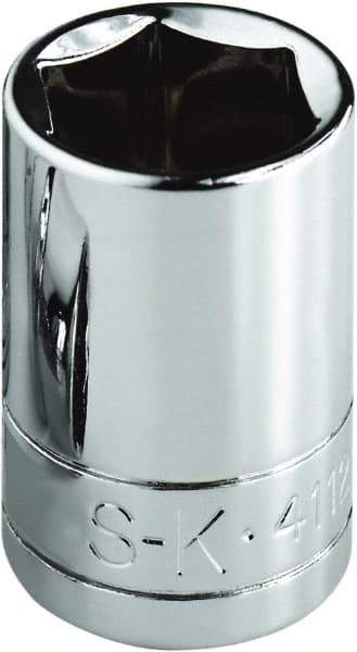 SK - 1-1/4", 1/2" Drive, Standard Hand Socket - 6 Points, Steel, Chrome Finish - Best Tool & Supply