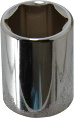 Proto - 1/2" Drive, Standard Hand Socket - 6 Points, 1-1/2" OAL, Chrome Finish - Best Tool & Supply