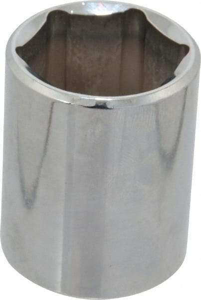 Proto - 1/2" Drive, Standard Hand Socket - 6 Points, 1-1/2" OAL, Chrome Finish - Best Tool & Supply