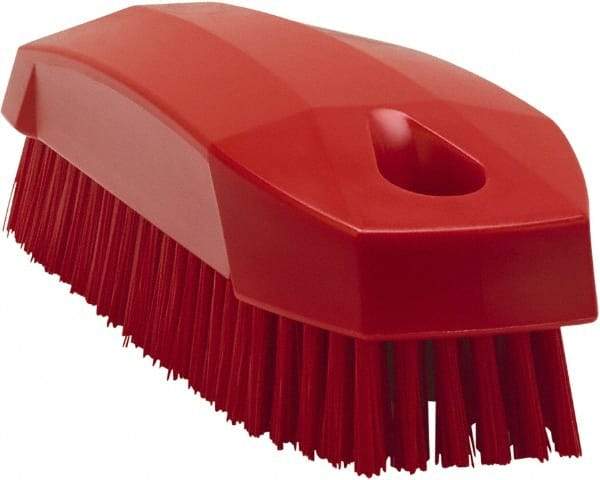 Vikan - 0.7" Bristle Length, Polyester Scrub Brush - 1-1/2" Wide Head, 4-1/2" OAL, Red, Polypropylene Block - Best Tool & Supply