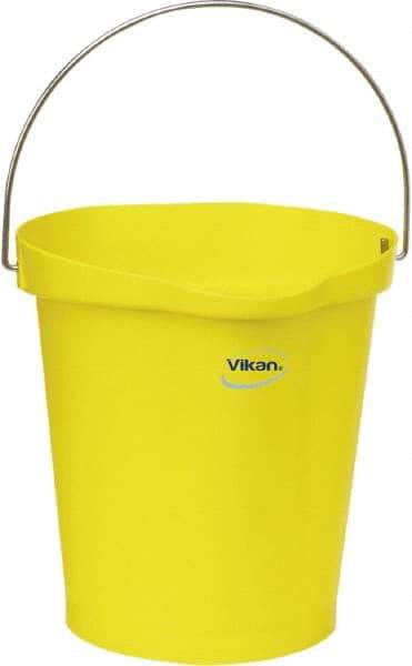 Vikan - 3 Gal, Polypropylene Round Yellow Single Pail with Pour Spout - Handle Included - Best Tool & Supply