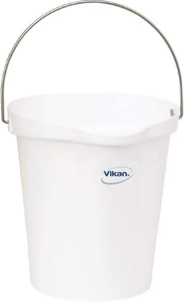 Vikan - 3 Gal, Polypropylene Round White Single Pail with Pour Spout - Handle Included - Best Tool & Supply