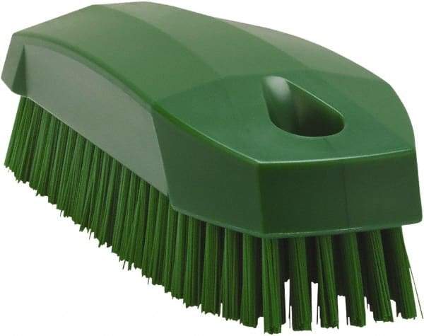 Vikan - 0.7" Bristle Length, Polyester Scrub Brush - 1-1/2" Wide Head, 4-1/2" OAL, Green, Polypropylene Block - Best Tool & Supply