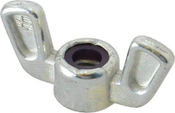 Value Collection - 1/4-20 UNC, Zinc Plated, Zinc Alloy Nylon-Insert Locking Wing Nut - Grade 2, 1-1/4" Wing Span, 19/32" Wing Span - Best Tool & Supply