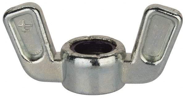 Value Collection - 3/8-16 UNC, Zinc Plated, Zinc Alloy Nylon-Insert Locking Wing Nut - Grade 2, 1-1/2" Wing Span, 0.718" Wing Span - Best Tool & Supply