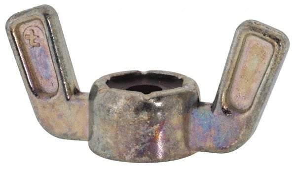 Value Collection - #8-32 UNC, Zinc Plated, Zinc Alloy Nylon-Insert Locking Wing Nut - Grade 2, 1.031" Wing Span, 1/2" Wing Span - Best Tool & Supply