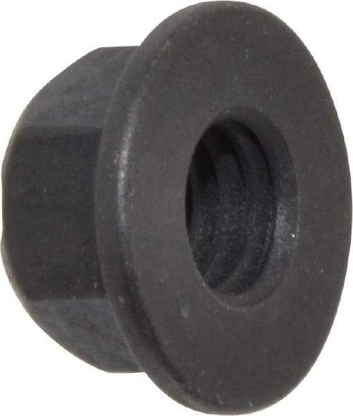 Value Collection - 3/8-16 UNC Grade G Hex Flange Lock Nut with Distorted Thread - 9/16" Width Across Flats, 27/64" High, Phosphate & Oil Finish - Best Tool & Supply