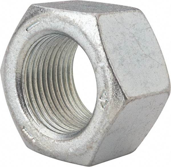 Value Collection - 1-1/8 - 12 UNF Steel Right Hand Hex Nut - 1-11/16" Across Flats, 0.999" High, Zinc Clear Finish - Best Tool & Supply