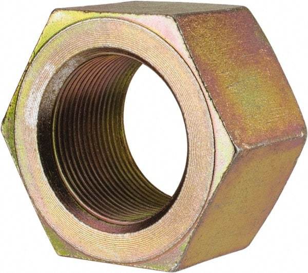 Value Collection - 1-3/4 - 12 UN Steel Right Hand Hex Nut - 2-3/4" Across Flats, 1-1/2" High, Zinc Yellow Dichromate Finish - Best Tool & Supply