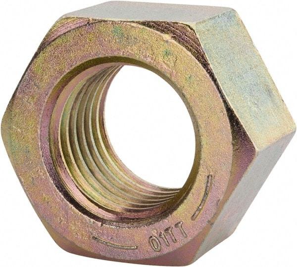 Value Collection - 2 - 4-1/2 UNC Steel Right Hand Hex Nut - 3-1/8" Across Flats, 1-23/32" High, Zinc Yellow Dichromate Finish - Best Tool & Supply