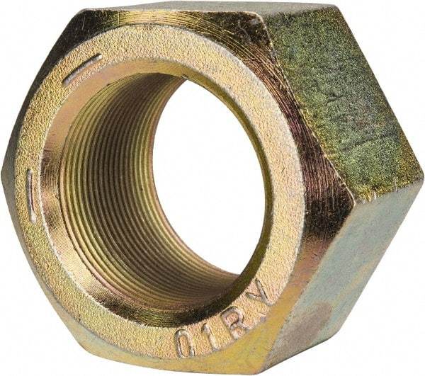 Value Collection - 2-12 UN Steel Right Hand Hex Nut - 3-1/8" Across Flats, 1-23/32" High, Zinc Yellow Dichromate Finish - Best Tool & Supply