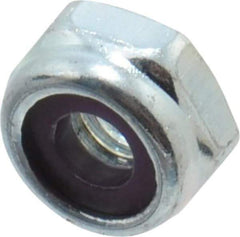 Value Collection - #10-32 UNF Grade 2 Hex Lock Nut with Nylon Insert - 3/8" Width Across Flats, 3/16" High, Zinc-Plated Finish - Best Tool & Supply