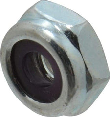 Value Collection - #10-24 UNC Grade 2 Hex Lock Nut with Nylon Insert - 3/8" Width Across Flats, 3/16" High, Zinc-Plated Finish - Best Tool & Supply