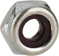 Value Collection - #5-40 UNC Grade 2 Hex Lock Nut with Nylon Insert - 1/4" Width Across Flats, 1/8" High, Zinc-Plated Finish - Best Tool & Supply