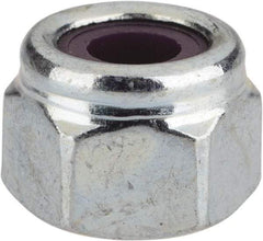 Value Collection - 1/4-20 UNC Grade 2 Heavy Hex Lock Nut with Nylon Insert - 1/2" Width Across Flats, 3/8" High, Zinc-Plated Finish - Best Tool & Supply