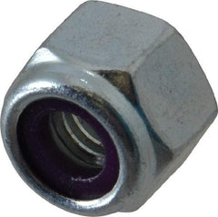 Value Collection - 3/8-16 UNC Grade 2 Heavy Hex Lock Nut with Nylon Insert - 39/64" Width Across Flats, 35/64" High, Zinc-Plated Finish - Best Tool & Supply