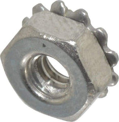 Value Collection - #4-40, 0.109" High, Uncoated, Stainless Steel Hex Nut with External Tooth Washer - 9/32" Washer Diam, 1/4" Width Across Flats, Grade 18-8 - Best Tool & Supply