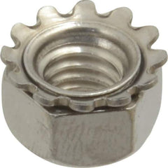 Value Collection - 5/16-18, 0.328" High, Uncoated, Stainless Steel Hex Nut with External Tooth Washer - 37/64" Washer Diam, 1/2" Width Across Flats, Grade 18-8 - Best Tool & Supply