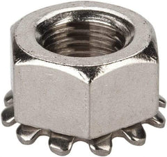 Value Collection - 5/16-24, 0.328" High, Uncoated, Stainless Steel Hex Nut with External Tooth Washer - 37/64" Washer Diam, 1/2" Width Across Flats, Grade 18-8 - Best Tool & Supply