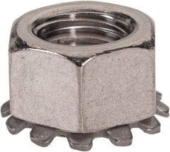 Value Collection - 3/8-16, 0.391" High, Uncoated, Stainless Steel Hex Nut with External Tooth Washer - 21/32" Washer Diam, 9/16" Width Across Flats, Grade 18-8 - Best Tool & Supply