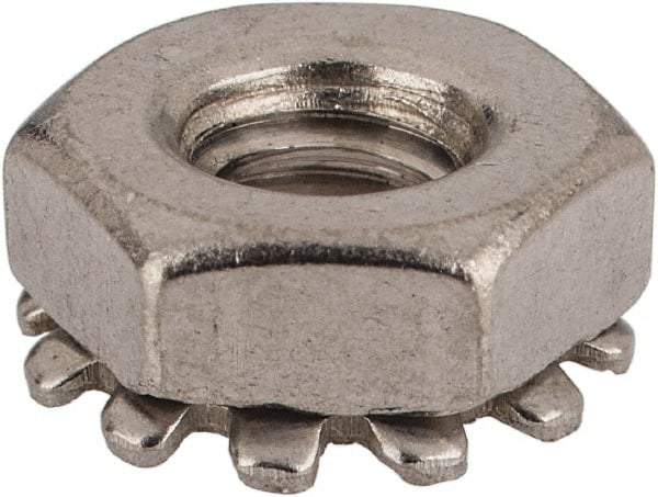 Value Collection - #10-24, 5/32" High, Uncoated, Stainless Steel Hex Nut with External Tooth Washer - 13/32" Washer Diam, 3/8" Width Across Flats, Grade 18-8 - Best Tool & Supply