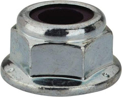 Value Collection - 5/16-18 UNC Grade 2 Hex Flange Lock Nut with Nylon Insert - 1/2" Width Across Flats, 3/8" High, Zinc-Plated Finish - Best Tool & Supply