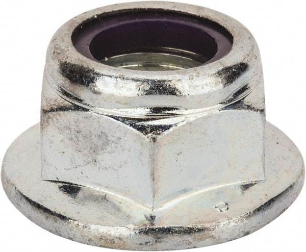 Value Collection - 3/4-10 UNC Grade 2 Hex Flange Lock Nut with Nylon Insert - 1-1/8" Width Across Flats, 13/16" High, Zinc-Plated Finish - Best Tool & Supply