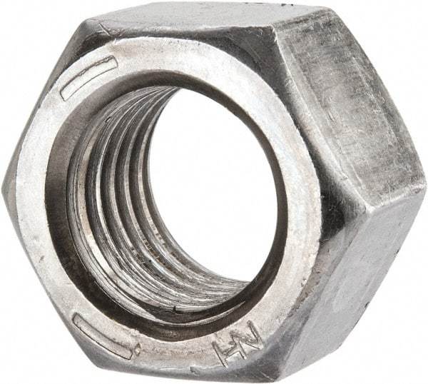 Value Collection - 1-8 UNC Steel Right Hand Hex Nut - 1-1/2" Across Flats, 55/64" High, Uncoated - Best Tool & Supply