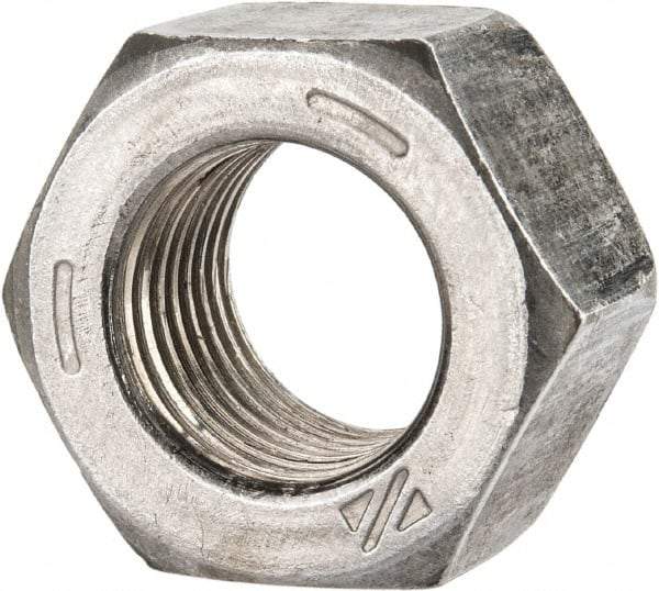 Value Collection - 9/16-18 UNF Steel Right Hand Hex Nut - 7/8" Across Flats, 0.496" High, Uncoated - Best Tool & Supply