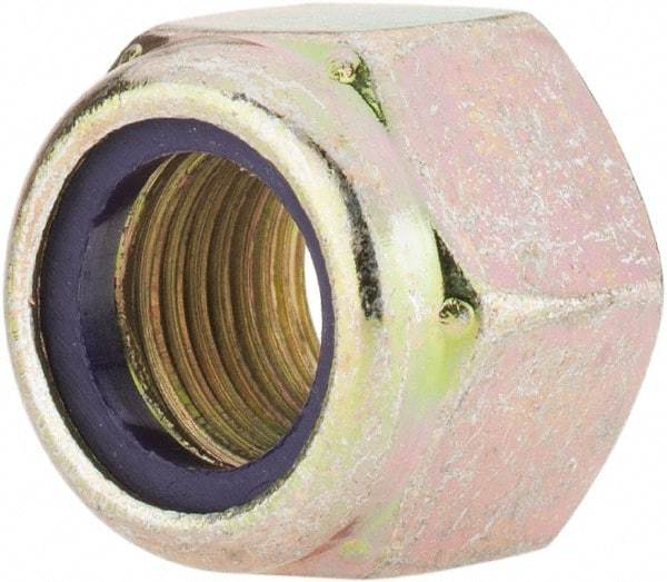 Value Collection - 1/2-20 UNF Grade 8 Hex Lock Nut with Nylon Insert - 3/4" Width Across Flats, 19/32" High, Zinc Yellow Dichromate Finish - Best Tool & Supply