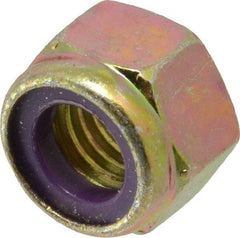 Value Collection - 9/16-12 UNC Grade 8 Hex Lock Nut with Nylon Insert - 7/8" Width Across Flats, 41/64" High, Zinc Yellow Dichromate Finish - Best Tool & Supply