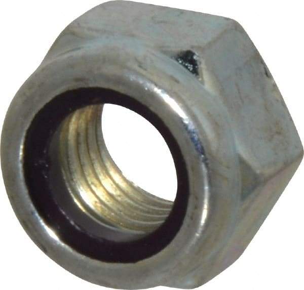 Value Collection - M12x1.50 Metric Fine Grade 8 Hex Lock Nut with Nylon Insert - 12mm High, Zinc-Plated Finish - Best Tool & Supply