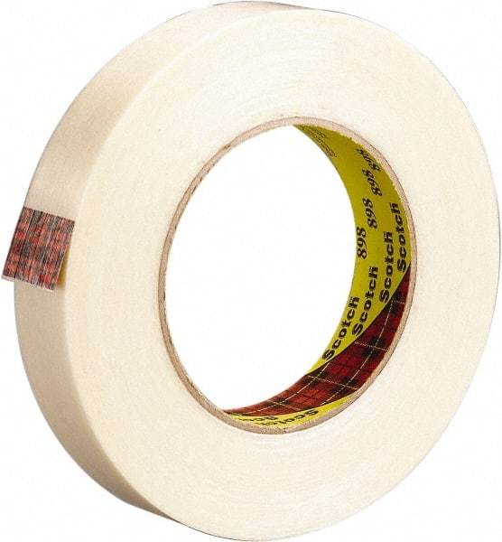 3M - 12mm x 330m Clear Rubber Adhesive Strapping Tape - Polypropylene Film Backing, 6.6 mil Thick, 380 Lb Tensile Strength, Series 898 - Best Tool & Supply