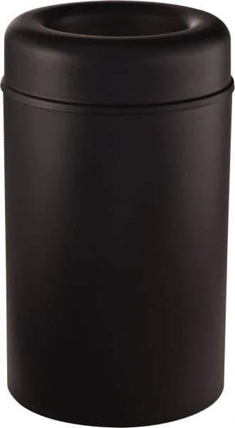 Rubbermaid - 30 Gal Black Round Decorative Waste Receptacle With Top - Steel, 876mm High - Best Tool & Supply