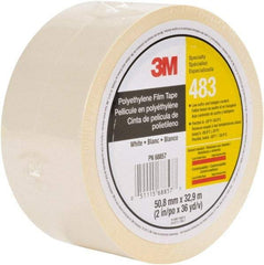 3M - 36 Yds. x 2", White Polyethylene Film Tape - 483 Series, 5 mil Thick, 10 Lb./Inch Tensile Strength - Best Tool & Supply